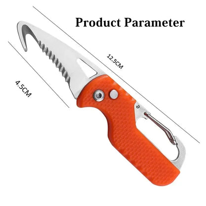 Rynx | Portable Folding Knife with Keychain - Serrated Hook Knife for Outdoor Camping, Express Package Gift, and Survival Tool Box Opener
