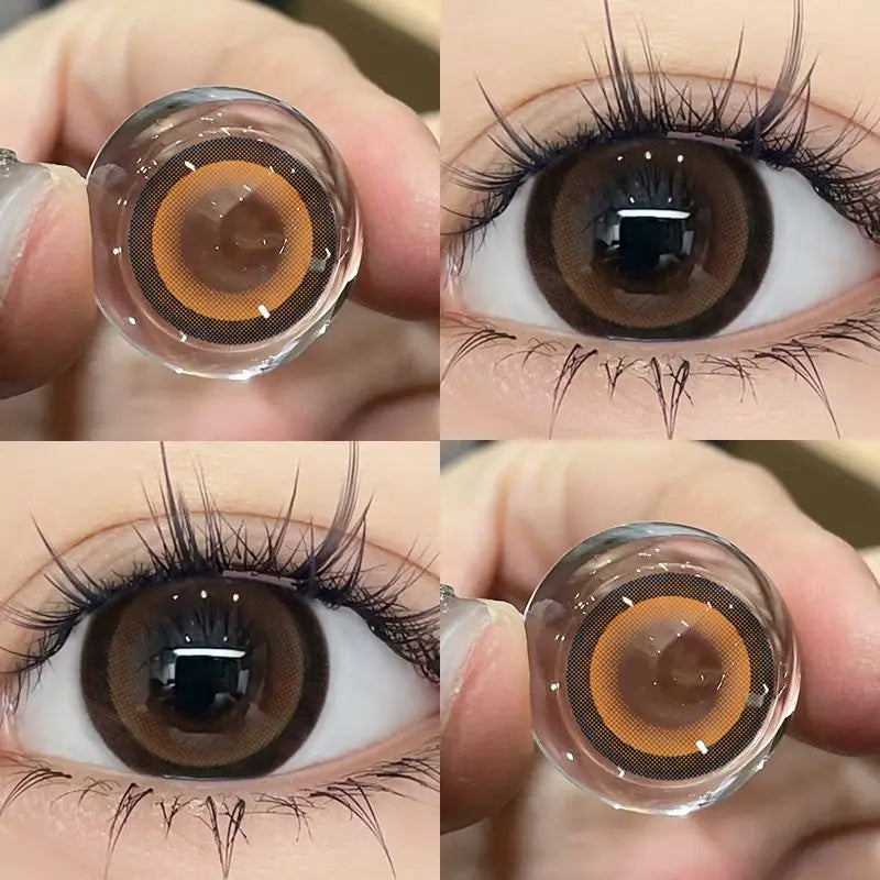 Rynx | 1 Pair New Natural Contact Lenses for Eyes Soft Brown Lenses Myopia Degree -0.00 to -8.00 Beauty Pupils Makeup
