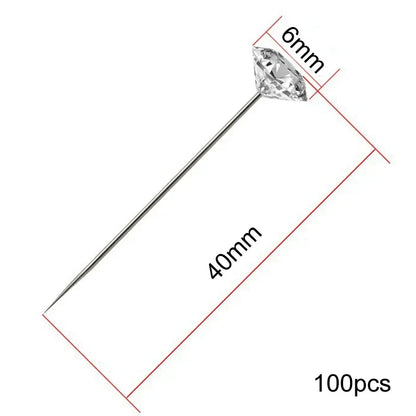 Rynx | Diamond Big Head Sewing Pins - Corsages, Wedding Bouquets, Stitching Needles, Straight Pins in 1 Box - Apparel Sewing Accessories