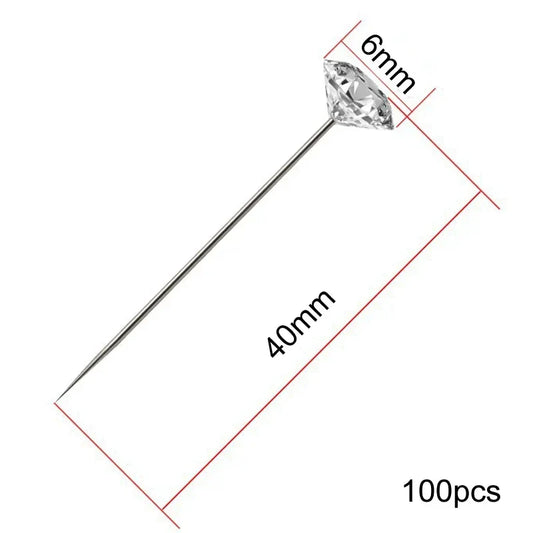 Rynx | Diamond Big Head Sewing Pins - Corsages, Wedding Bouquets, Stitching Needles, Straight Pins in 1 Box - Apparel Sewing Accessories