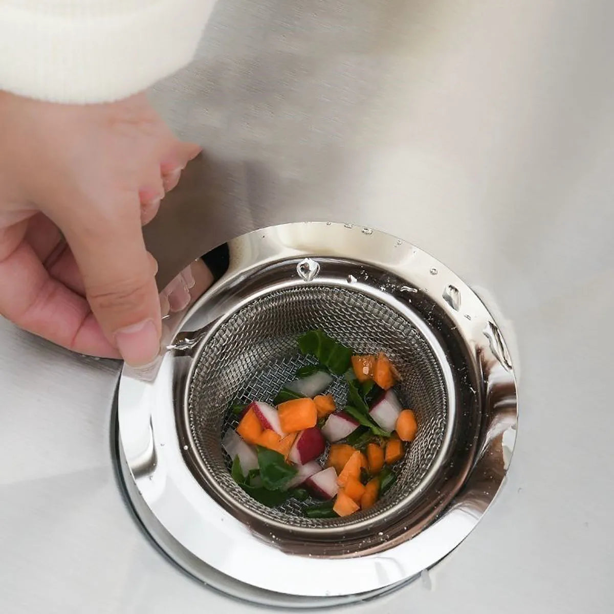 Rynx | Stainless Steel Kitchen Sink Strainer - Anti-Blocking Funnel, Hair Catcher for Basin, Floor Drain and Dishwasher