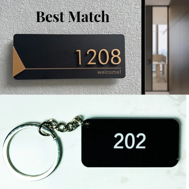 Rynx | Acrylic Modern Door Plate - Customizable Shop Sign with House Number, Family Name, and Address for Home, Office, or Hotel