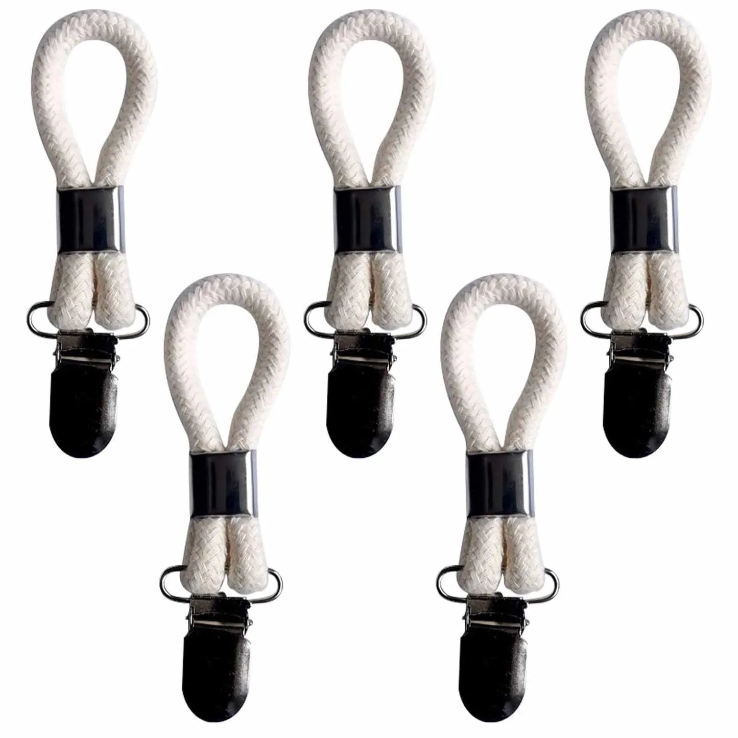 Rynx | Cotton Braided Towel Holder Set with Sturdy Metal Clips - Elegant Space-Saving Solution for Home and Kitchen