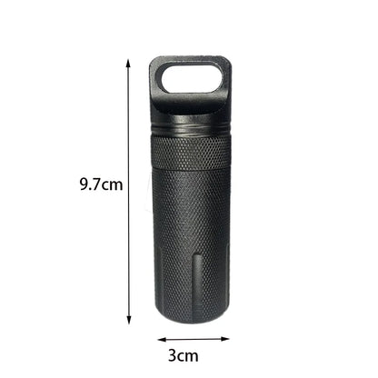 Rynx | Portable Aluminum Alloy Airtight Pill Container Bottle - Single Chamber Capsule Holder for Outdoor EDC, Waterproof Medicine Case Box