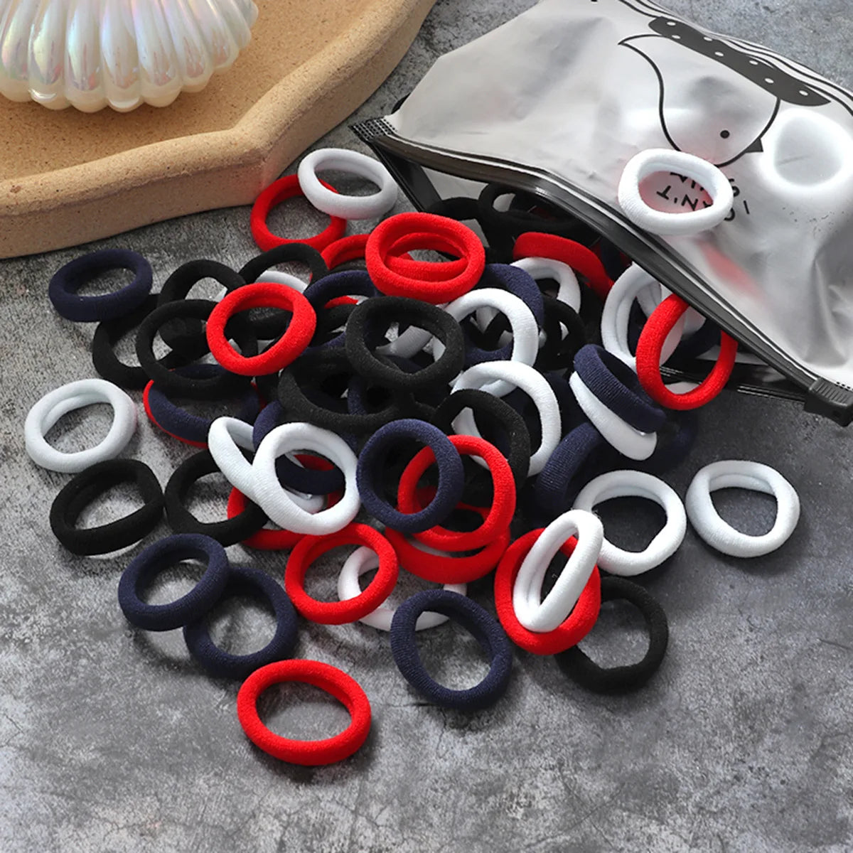 Rynx | 50/100pcs Colored Hair Ties for Kids: Elastic Hair Ties