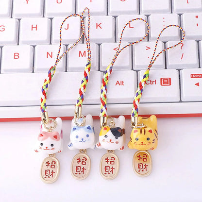 Rynx | Charming anime-inspired lucky cat ceramic beads for creative jewelry projects - 15x21mm porcelain essentials with vertical hole