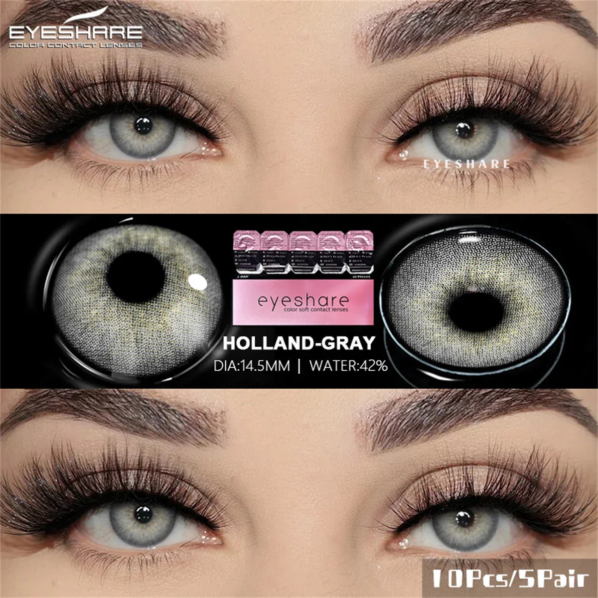 Rynx | Daily Lens 10pcs/5pairs Colored Contact Lenses Natural Gray Contact Daily Disposable 1 Day Use Colored Make-up Lenses