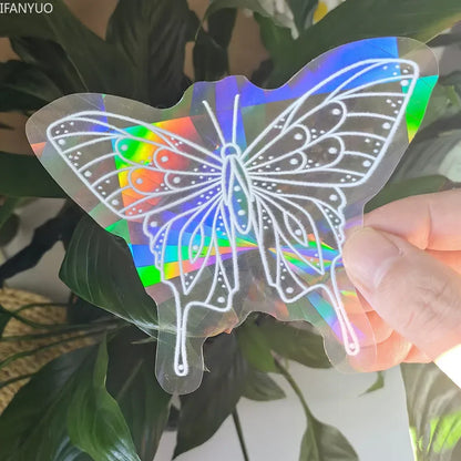 Rynx | PVC Self-Adhesive Glass Window Stickers | Sun Catcher Cat Moth Energy Suncatcher | Rainbow Prisms Sunlight Decals