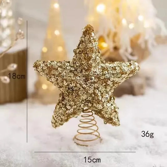 Rynx | 1 Set/New Christmas Tree Hanging Glittering Painted Colored Ball Gold Silver Champagne Glitter Stars Christmas New Year Decorating