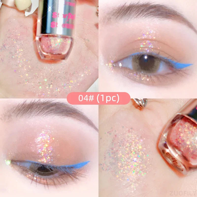 Rynx | 4pcs/1pcs Flüssiger Lidschatten Perlen Glitzer Lang anhaltend Wasserdicht Flüssiger Lidschatten Schnelltrocknender Glitzer Schimmer Augen Make-up