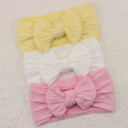 Rynx | 3Pcs Baby Headband Set: Knit Bows, Elastic Nylon Turban