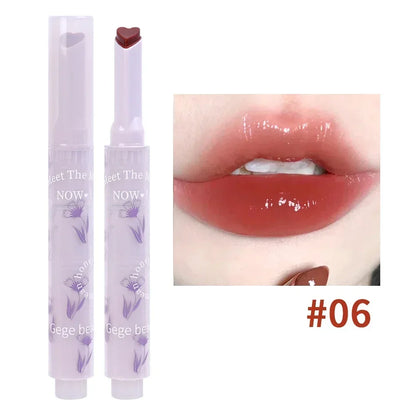 Rynx | Thin Tube Flower Lipstick Pencil Heart-Shaped Gel Lipstick Pencil Makeup Long-Lasting Moisturizing Lip Lacquer Girls Korean Cosmetics