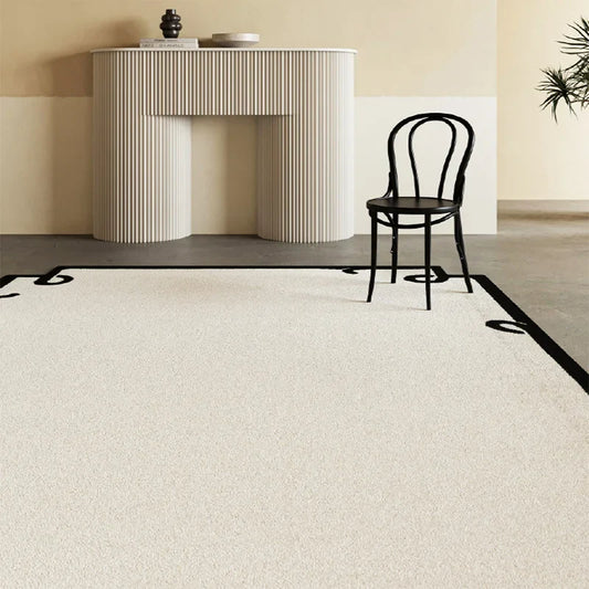 Rynx | Minimalist Beige Living Room Sofa Coffee Table Rugs Black Striped Large Area Nightstand Rug French Style Wardrobe Rugs Carpet