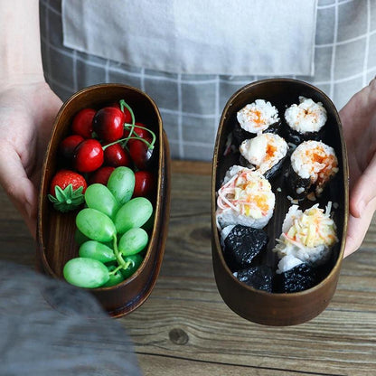 Rynx | Elegant Japanese Wooden Bento Box - Eco-friendly Portable Lunch Container for Meals, Sushi, and Snacks