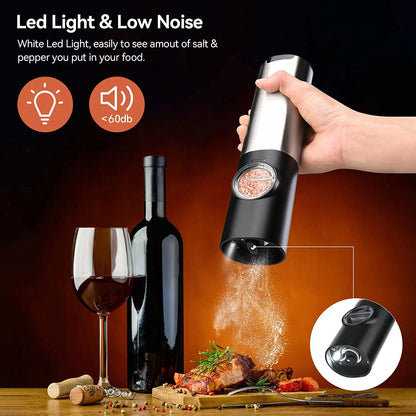 Rynx | USB Rechargeable Electric Salt and Pepper Grinder: Adjustable Coarseness, Refillable Mill - Battery Powered Kitchen Gadget