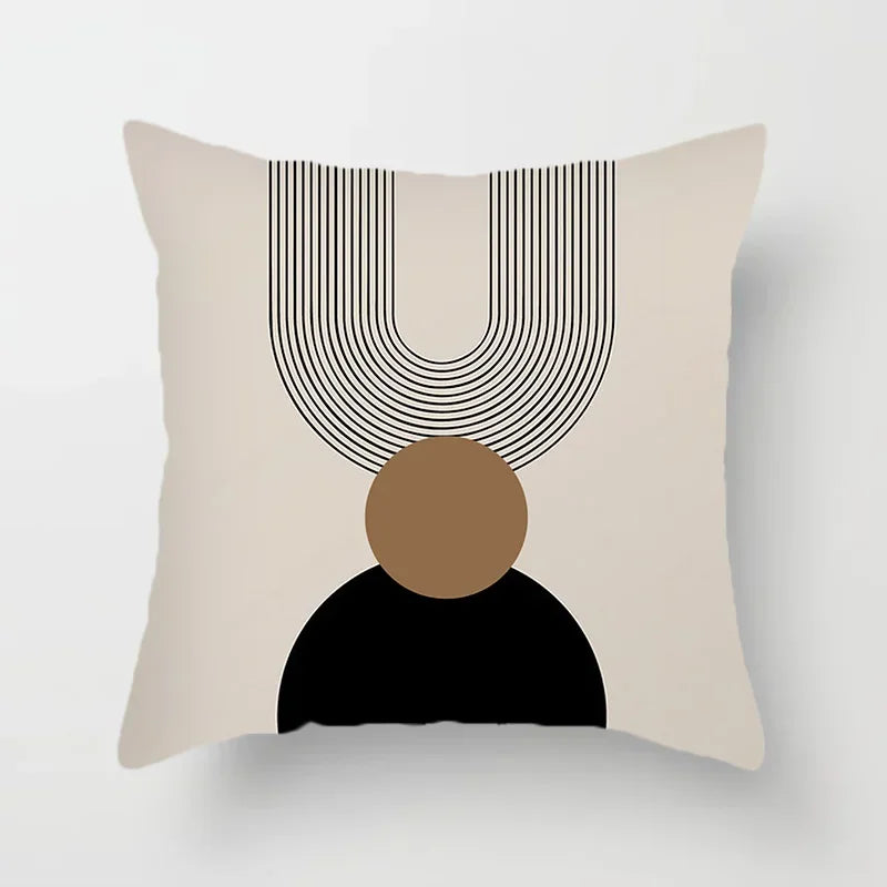 RYNX | Cushion cover - Modern Black-White Cushion Cover with Abstract Art Print E