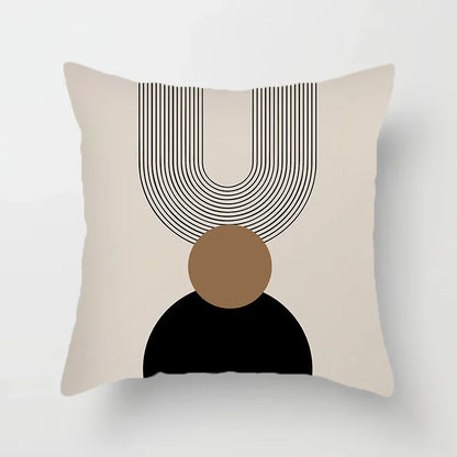 RYNX | Cushion cover - Modern Black-White Cushion Cover with Abstract Art Print E