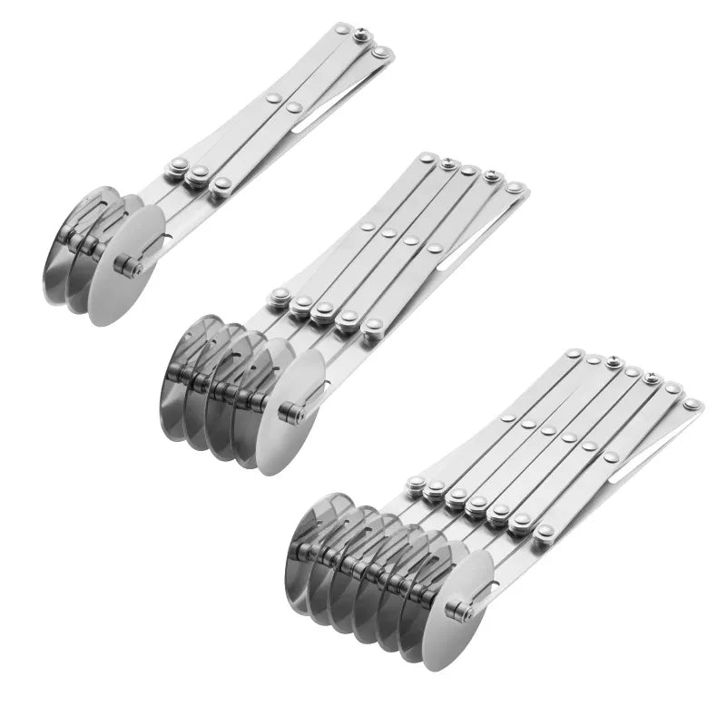 Rynx | 3/5/7 Wheel Cutter Dough Divider - Stainless Steel Dough Knife with Flexible Roller Blade - Pizza and Pastry Peeler - Baking Pan Tool