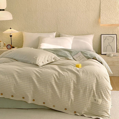 Rynx | 100% Cotton Duvet Cover Stripes Bedspread Skin-friendly Bedding Comforter Cover High-quality Duvet Cover duvet cover