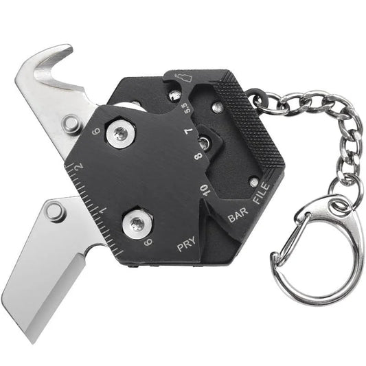 Rynx | Multifunctional Hexagon Coin Outdoor EDC Tool - Folding Coin Knife Keychain with Screwdriver, Pocket Mini Coltello Gear