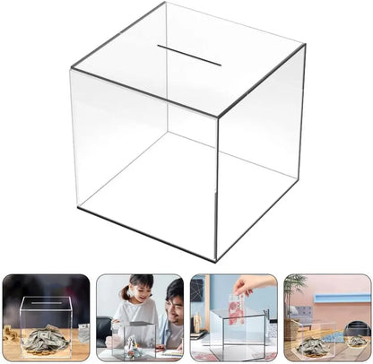 Rynx | 2023 Upgraded Piggy Bank for Adults - Clear Acrylic Money Saving Bank, Break to Open, Designed for Saving Only
