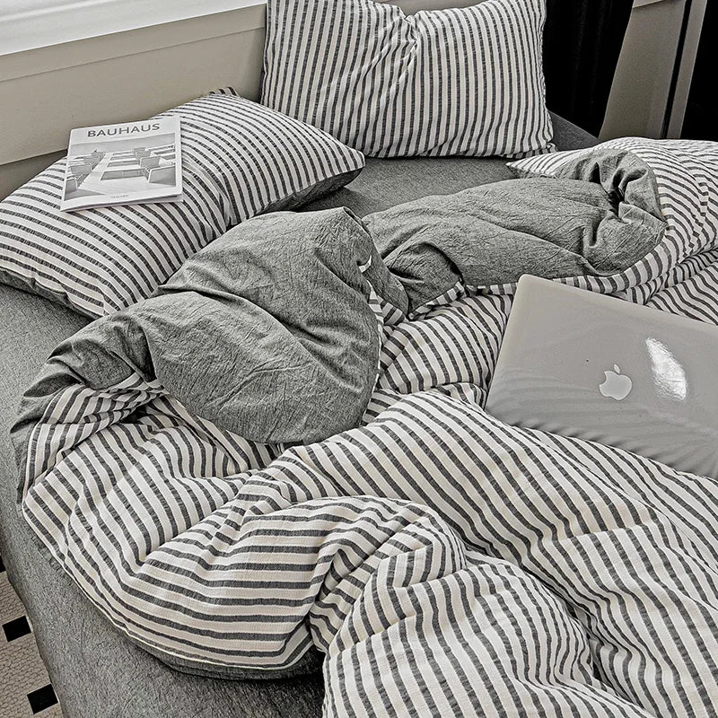 Rynx | Vertical Stripes Bedding Duvet Set Duvet Cover Sheet Set Pillowcases Bedding Set Queen/King Bed Comforters