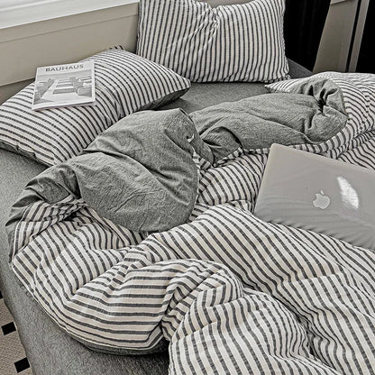 Rynx | Vertical Stripes Bedding Duvet Set Duvet Cover Sheet Set Pillowcases Bedding Set Queen/King Bed Comforters