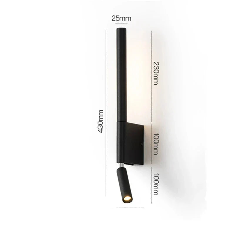 RYNX | Modern LED wall lamp for bedroom, adjustable hotel-style wall light