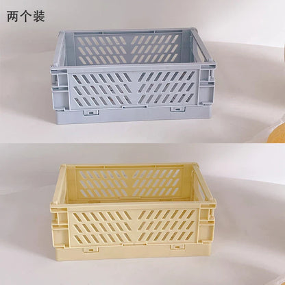 Rynx | In-Desk Storage Baskets Foldable Makeup Stationery Storage Organizer Rack Cute Desk Foldable Mini Plastic Collapsible Basket