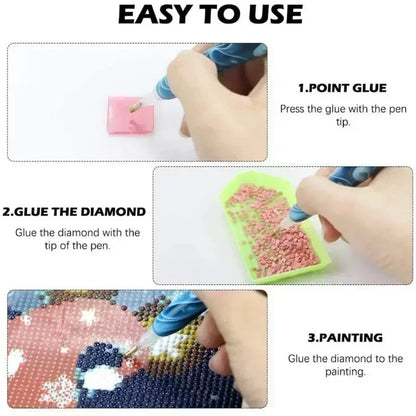 Rynx | 5D DIY Diamond Pen Spot Drill Set – Multifunctional Resin Diamond Embroidery Tool with 5 Pen Heads for Easy Application