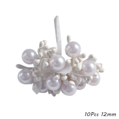 Rynx White Theme Artificial Flower Cherry Stamen Berry Bundle DIY Christmas Decoration Wedding Cake Gift Box Wreaths Xmas Decor