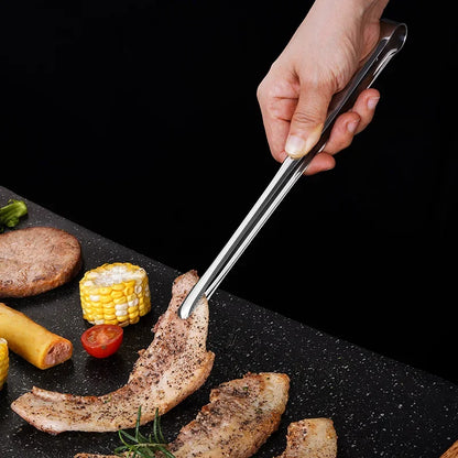 Rynx | Stainless Steel Grill Tongs – Non-Slip Food Clip, BBQ Steak, Bread Tong, Cooking Utensils, Party Kitchen Gadgets