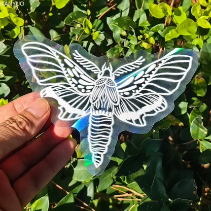Rynx | PVC Self-Adhesive Glass Window Stickers | Sun Catcher Cat Moth Energy Suncatcher | Rainbow Prisms Sunlight Decals