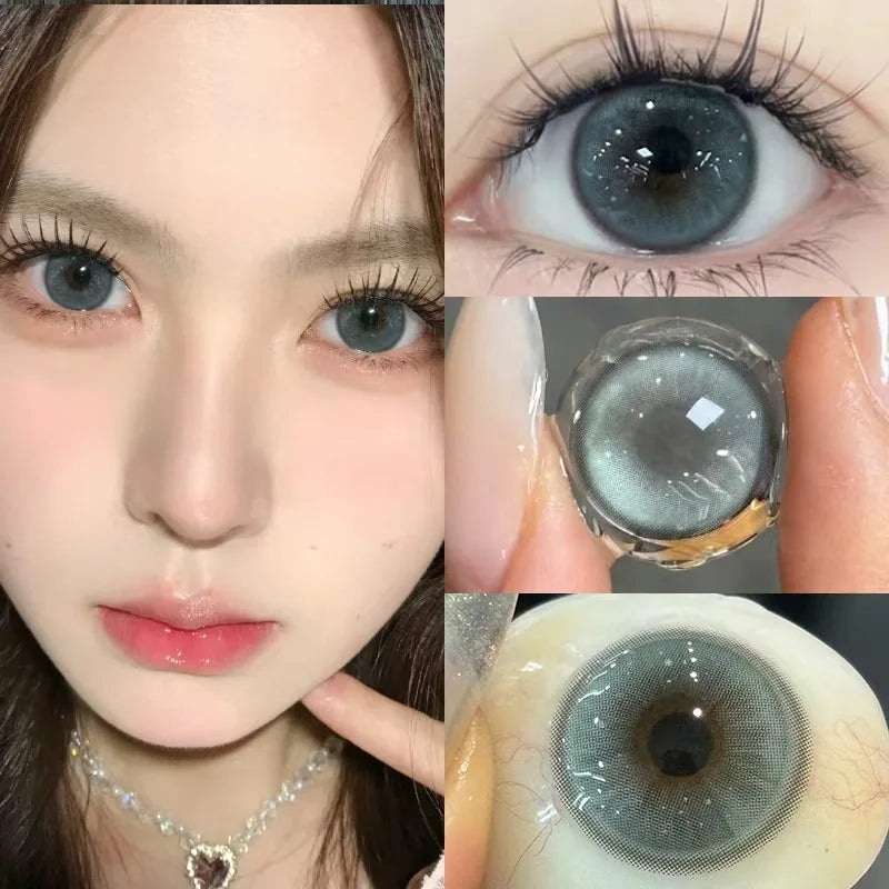 Rynx | 1Pair New Myopia Yearly Colored Contact Lenses with 0-800 Diopters Natural Lenses Green Eye Color Cosmetic Korean