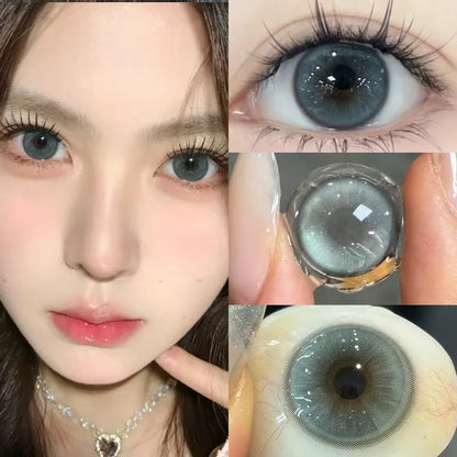Rynx | 1Pair New Myopia Yearly Colored Contact Lenses with 0-800 Diopters Natural Lenses Green Eye Color Cosmetic Korean