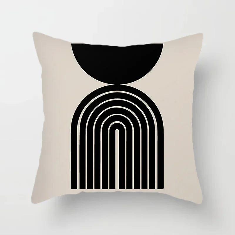 RYNX | Cushion cover - Modern Black-White Cushion Cover with Abstract Art Print B