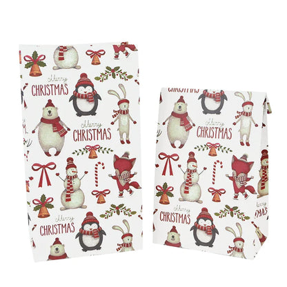 Rynx 10 pieces kraft paper candy cookie bags Santa snowman Christmas gift packaging bags Xmas Navidad New Year party decoration supplies