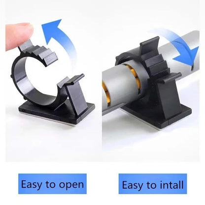 Rynx | Self-Adhesive Cable Organizer Clips | Adjustable Cord Holder for Table, Car, PC, TV | Wire Management Clamp for Charging - Easy Cable Winder