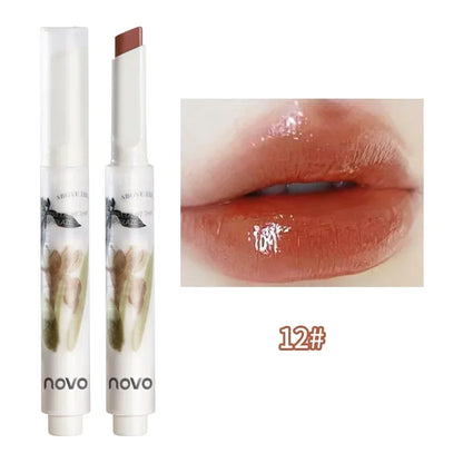Rynx | Thin Tube Flower Lipstick Pencil Heart-Shaped Gel Lipstick Pencil Makeup Long-Lasting Moisturizing Lip Lacquer Girls Korean Cosmetics