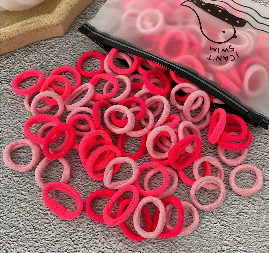 Rynx | 50/100pcs Colored Hair Ties for Kids: Elastic Hair Ties