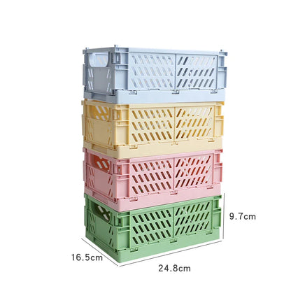 Rynx | In-Desk Storage Baskets Foldable Makeup Stationery Storage Organizer Rack Cute Desk Foldable Mini Plastic Collapsible Basket