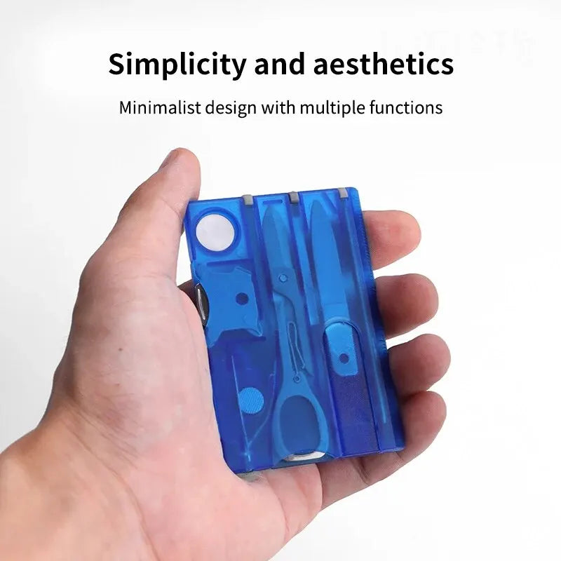 Rynx | Outdoor Camping Multifunctional Swiss Army Knife Card - Multi-Purpose Survival Tool with Lamp, Beauty Suit and Tool Card