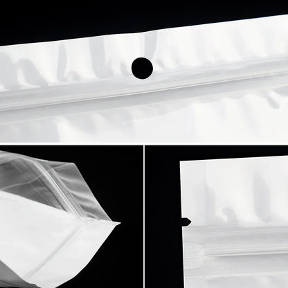 Rynx | 100pcs White Dustproof Sachet Bags - Ziplock Sealing with One Transparent Side for Phone Case, Jewelry, and Accessories Packing