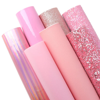 Rynx | Sparkling Pink Faux Leather Crafting Set - 7 Glitter Sheets, 20x33cm Each