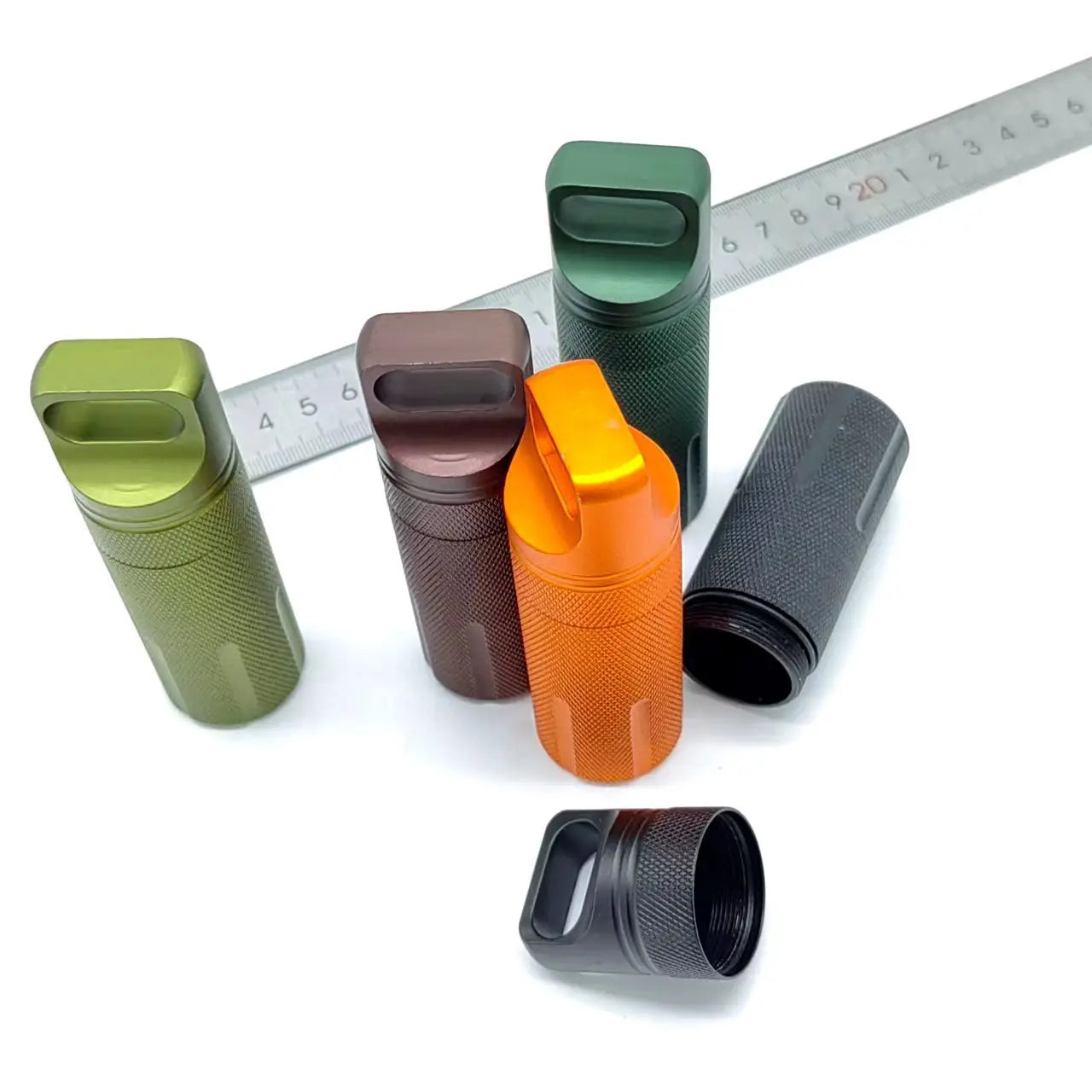 Rynx | Portable Aluminum Alloy Airtight Pill Container Bottle - Single Chamber Capsule Holder for Outdoor EDC, Waterproof Medicine Case Box