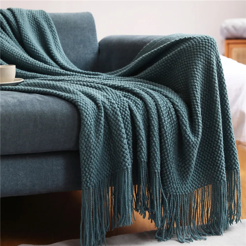 Rynx | Autumn knitted blanket Morandi Blue