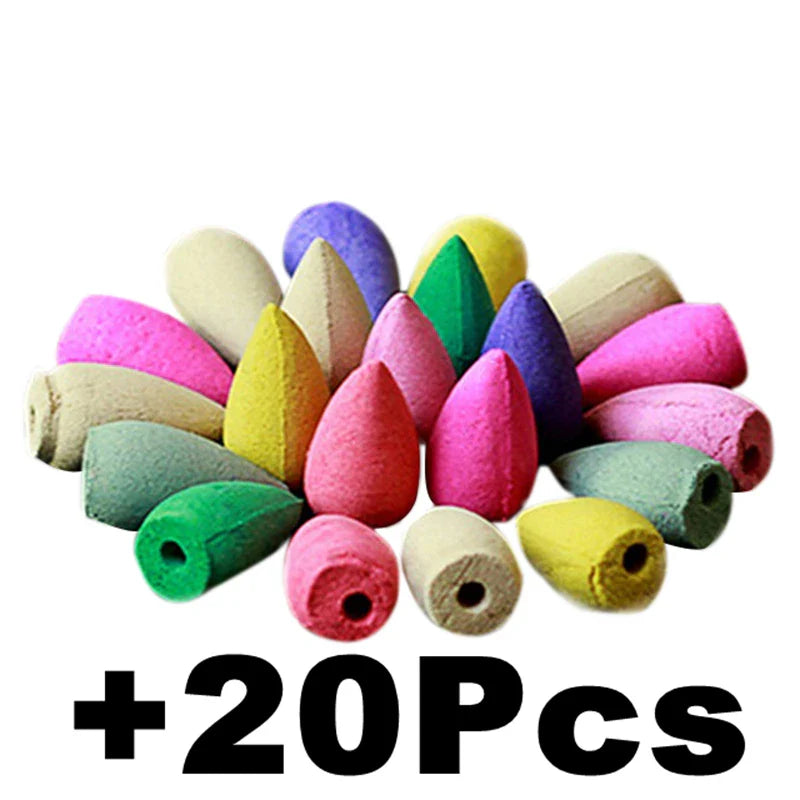Rynx | Aromatic Bliss Bundle: 20pcs Mix Natural Backflow Incense Cones - Rose, Jasmine, Lavender, Sandalwood Fusion