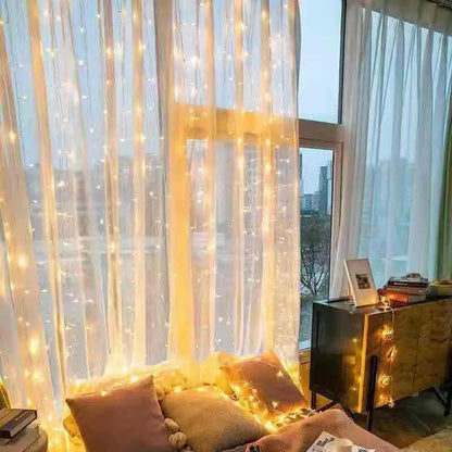 Rynx | 6/4/3M USB Curtain String Lights 8 Modes Bedroom Home Christmas Tree Garland Light Wedding Christmas Holiday Decor Fairy Lights