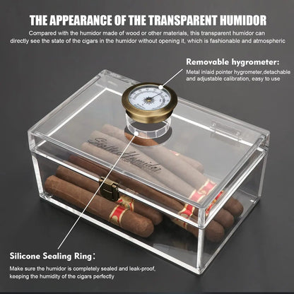 Rynx | Scotte Acrylic Cigar Case Humidor – Holds 20 Cigars, Includes Hygrometer, Humidifier, Cigar Cutters, Punch & Accessories