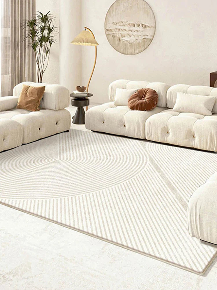 Rynx | Modern Minimalist Living Room Rug Cream Luxury Home Decor Rug Nordic Line Art Luxury Space Fluffy Soft Large Rug Tapis IG